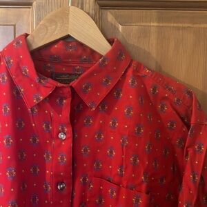 Women’s Vintage Eddie Bauer Button Down Shirt, Large, Red Patterned